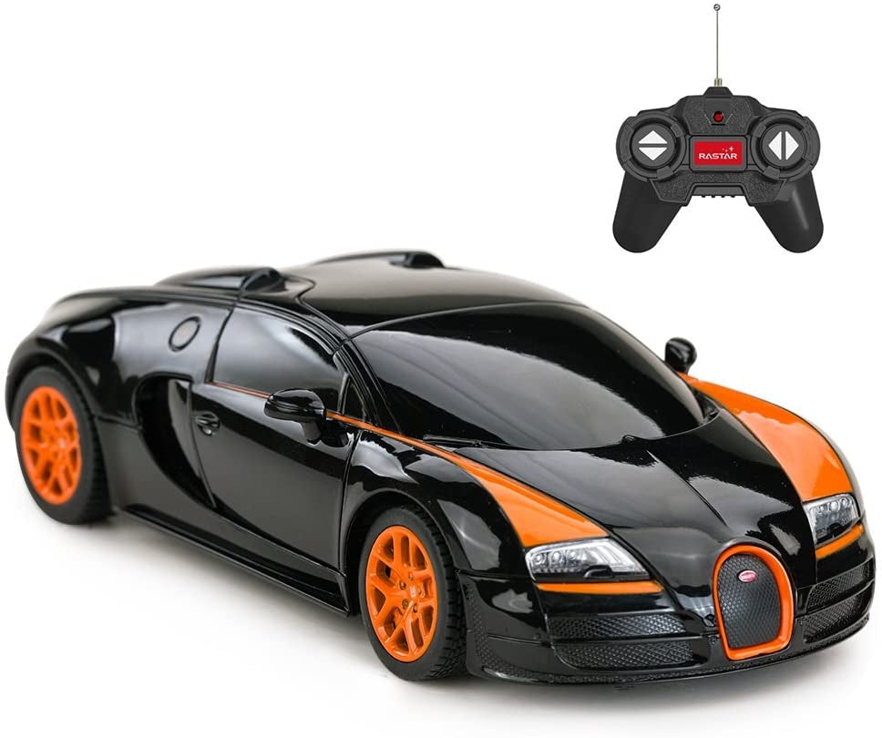 AZ Trading & Import Radio Remote Control Bugatti Veyron 1:24 Scale (Black Orange)