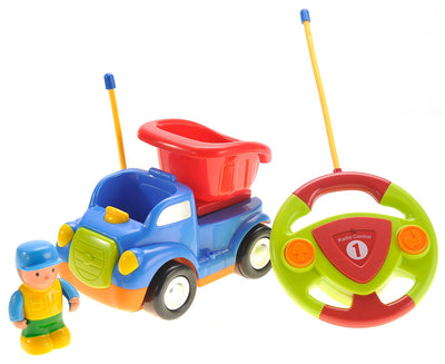 Cartoon RC Construction Car for Kids – Blue Remote Control Toy - US Stores