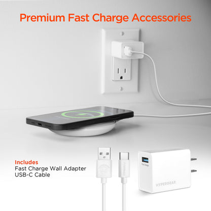ChargePad Pro 15W Wireless Fast Charger with USB-C Connector | White - US Stores