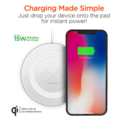 ChargePad Pro 15W Wireless Fast Charger with USB-C Connector | White - US Stores