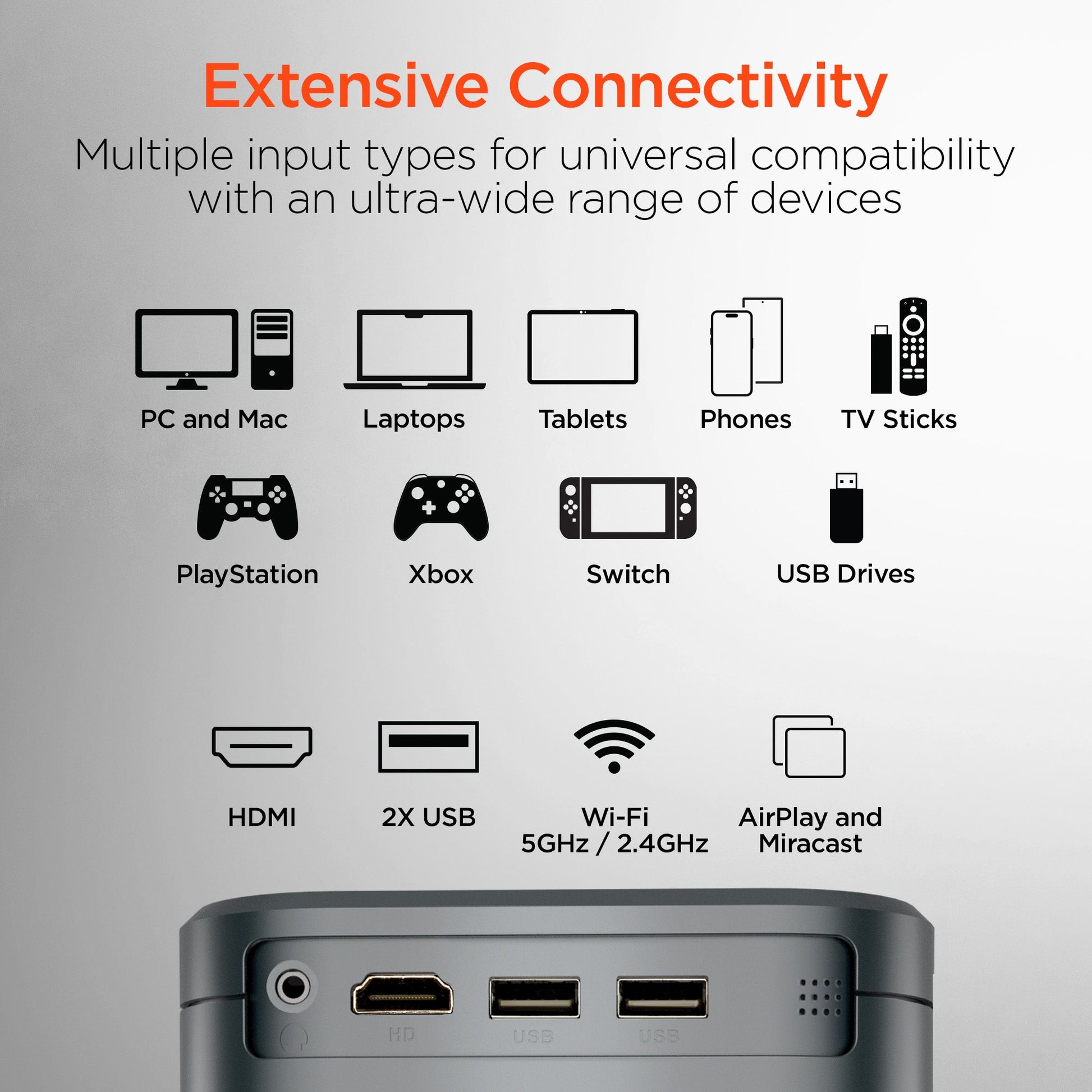 CinéMini Portable Mini Projector | Gray - US Stores