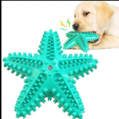 Dog Chew Toys, Natural Rubber Starfish - Shaped Dog Toys, Interactive Treats, Squeaky Dog Toothbrush Cleaner Teething Toys, Outdoor Puzzle Training Toy - US Stores