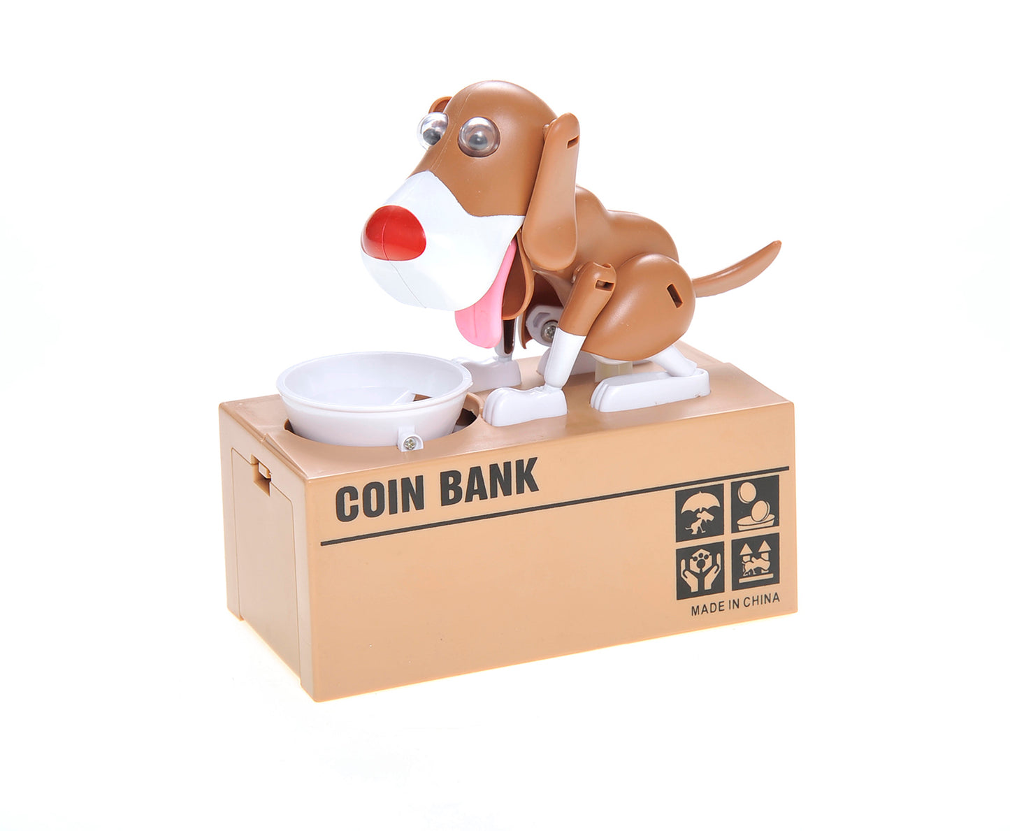 AZ Trading & Import My Dog Piggy Bank - Robotic Coin Munching Toy Money Box (White Brown)