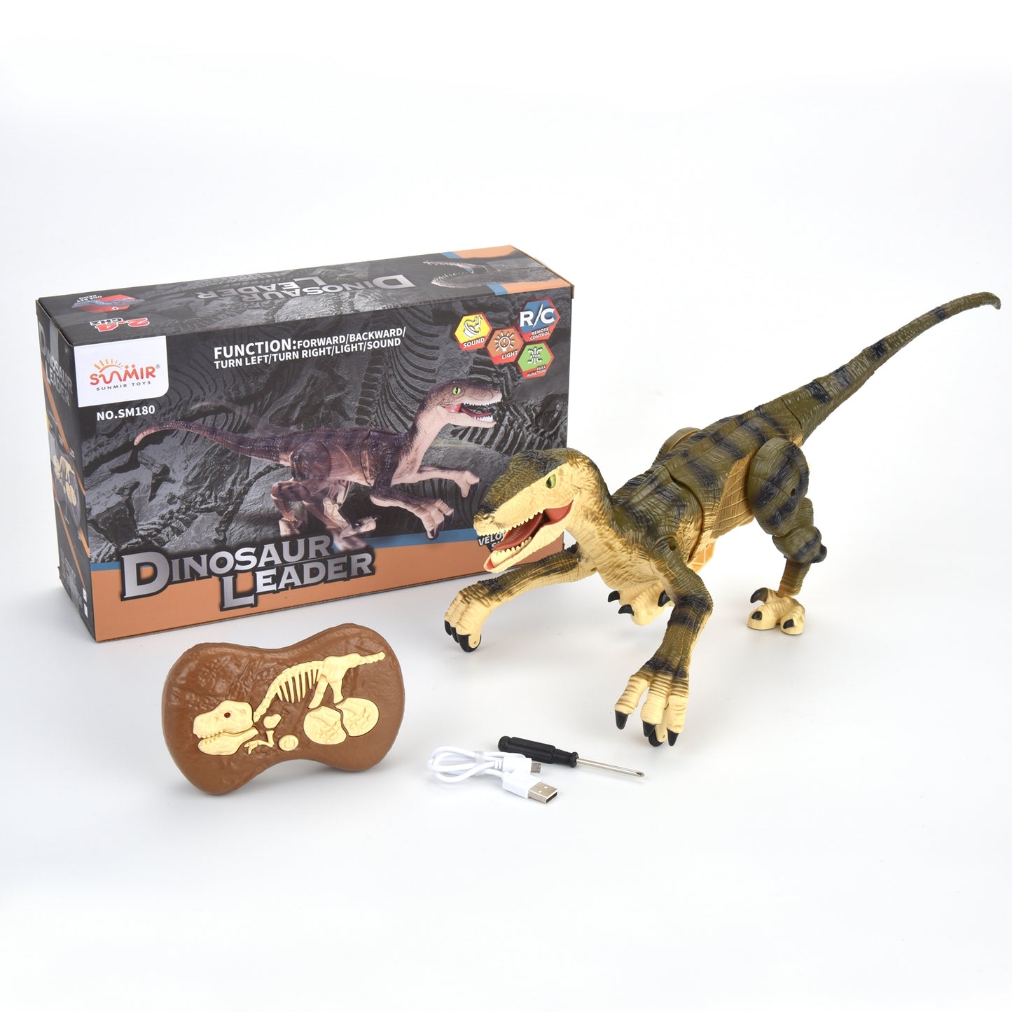 AZ Trading & Import R/C Dino Velociraptor w/3D Eye ED Light, Roaring & Shaking Head/Tail Yellow