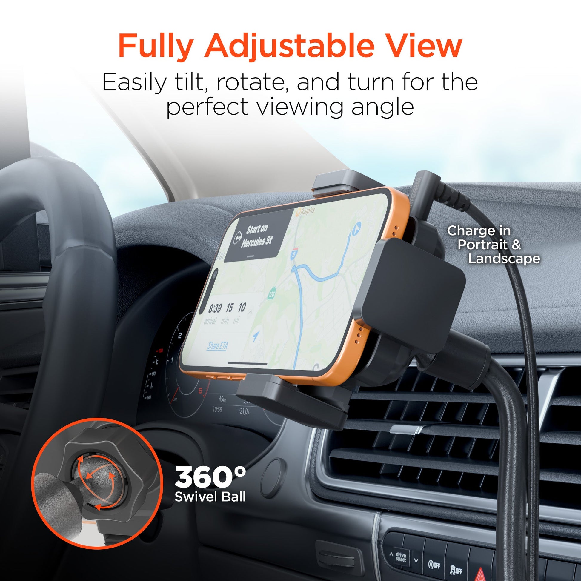 EZ Grip 15W Wireless Fast Charging Phone Mount | Cup Holder | Black - US Stores