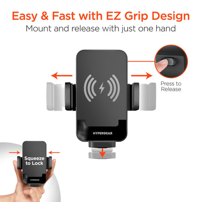 EZ Grip 15W Wireless Fast Charging Phone Mount | Cup Holder | Black - US Stores