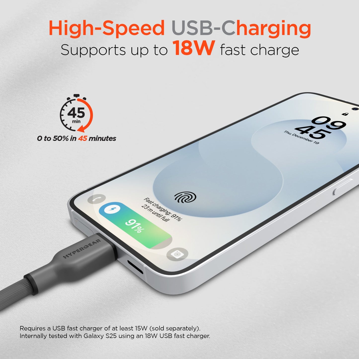 Flexi Pro USB to USB-C Soft-Touch Silicone Charge & Sync Cable | 6ft | Gray - US Stores