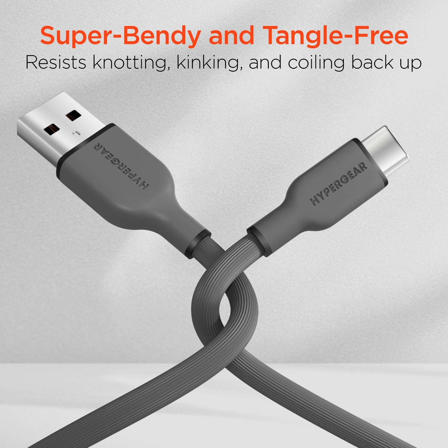 Flexi Pro USB to USB-C Soft-Touch Silicone Charge & Sync Cable | 6ft | Gray - US Stores