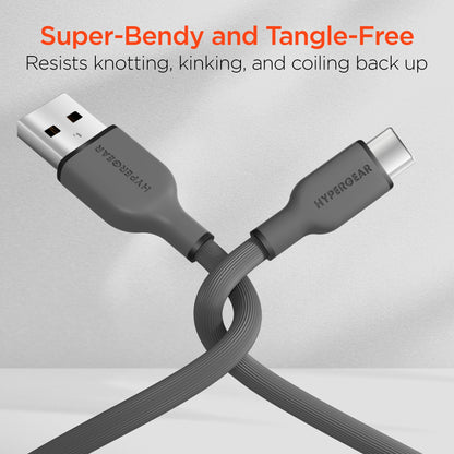 Flexi Pro USB to USB-C Soft-Touch Silicone Charge & Sync Cable | 6ft | Gray - US Stores