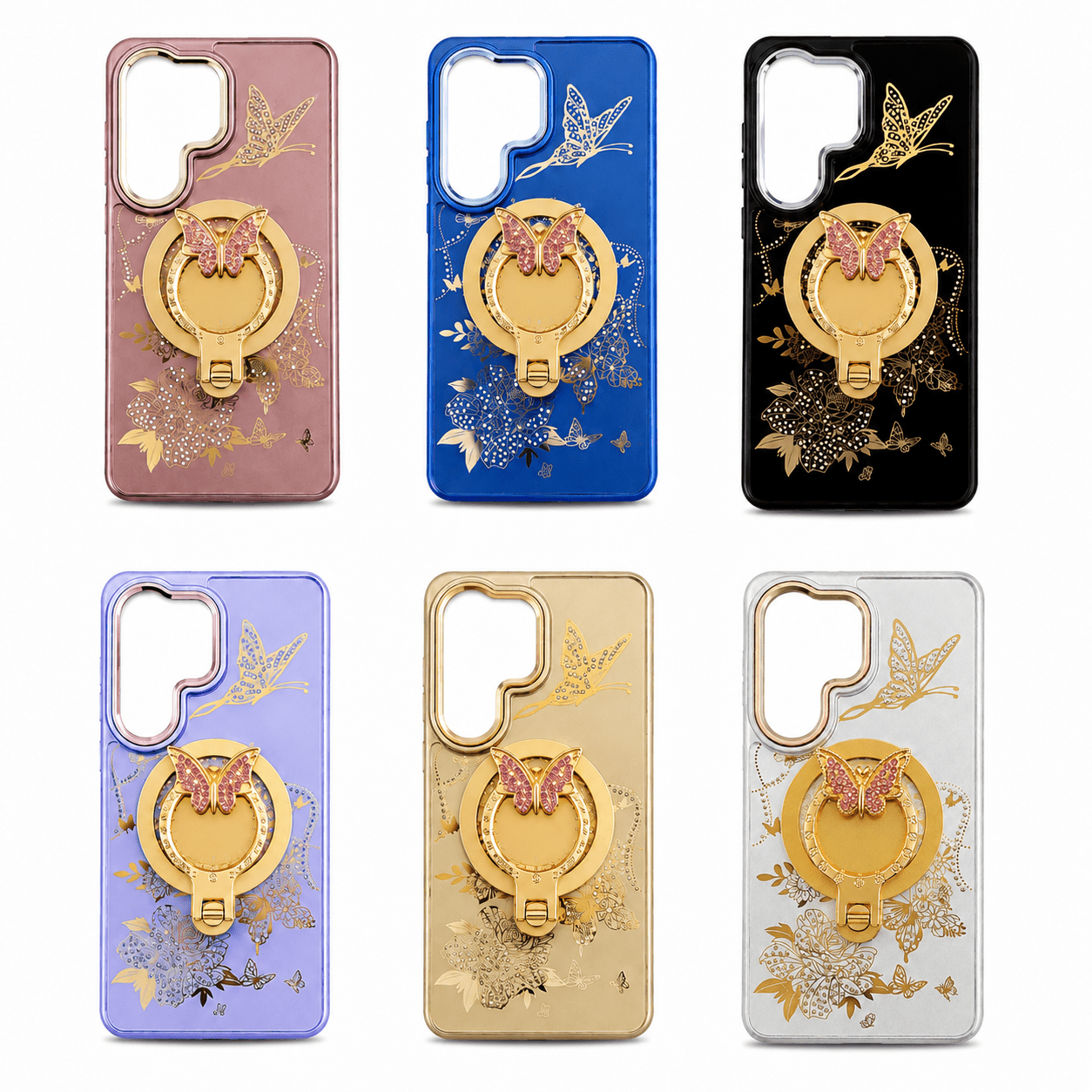 Glitter Butterfly Ring Stand Case for Samsung Galaxy A37 5G – Black - US Stores