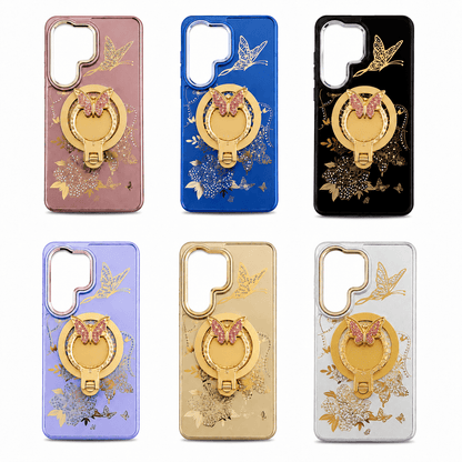 Glitter Butterfly Ring Stand Case for Samsung Galaxy A37 5G – Black - US Stores