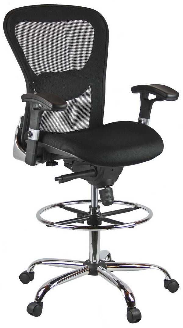 Harwick Deluxe Mesh Drafting Stool with Arms-Color:Black - US Stores