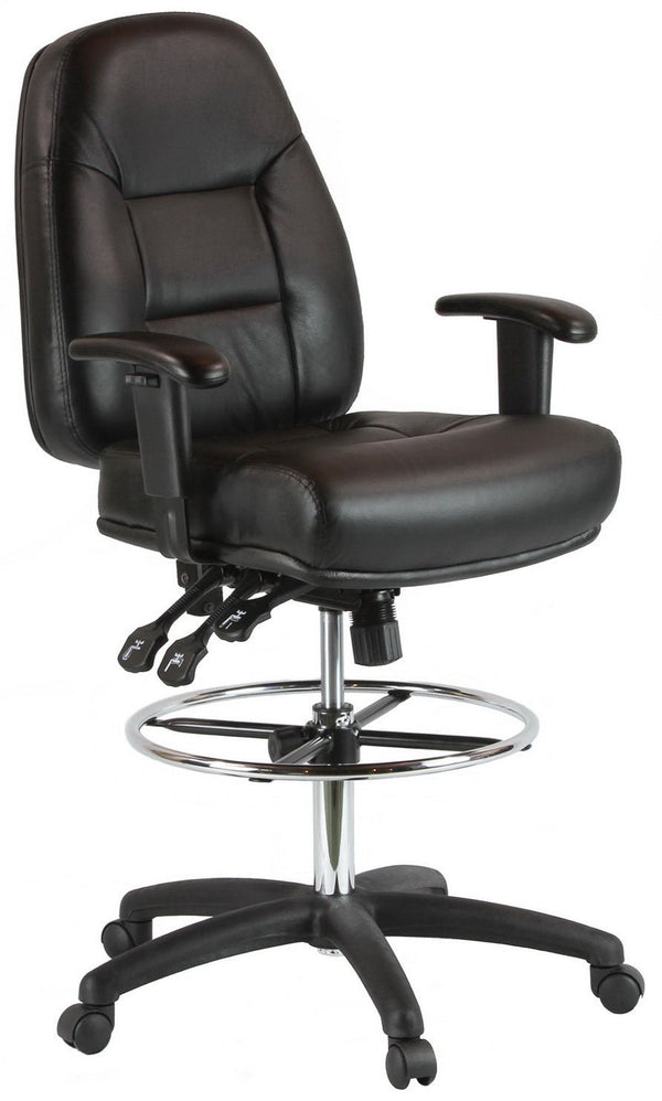 Harwick Leather Drafting Chair With Arms Black - US Stores