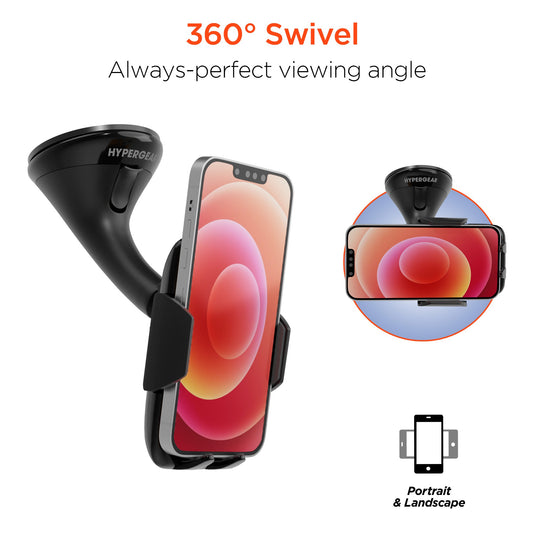 HyperGear Compact Windshield Phone Mount Universal for all Phones | Black - US Stores