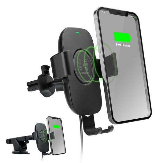 HyperGear Gravity 15W Wireless Fast Charge Mount Black (Vent, Dash, Windshield) - US Stores