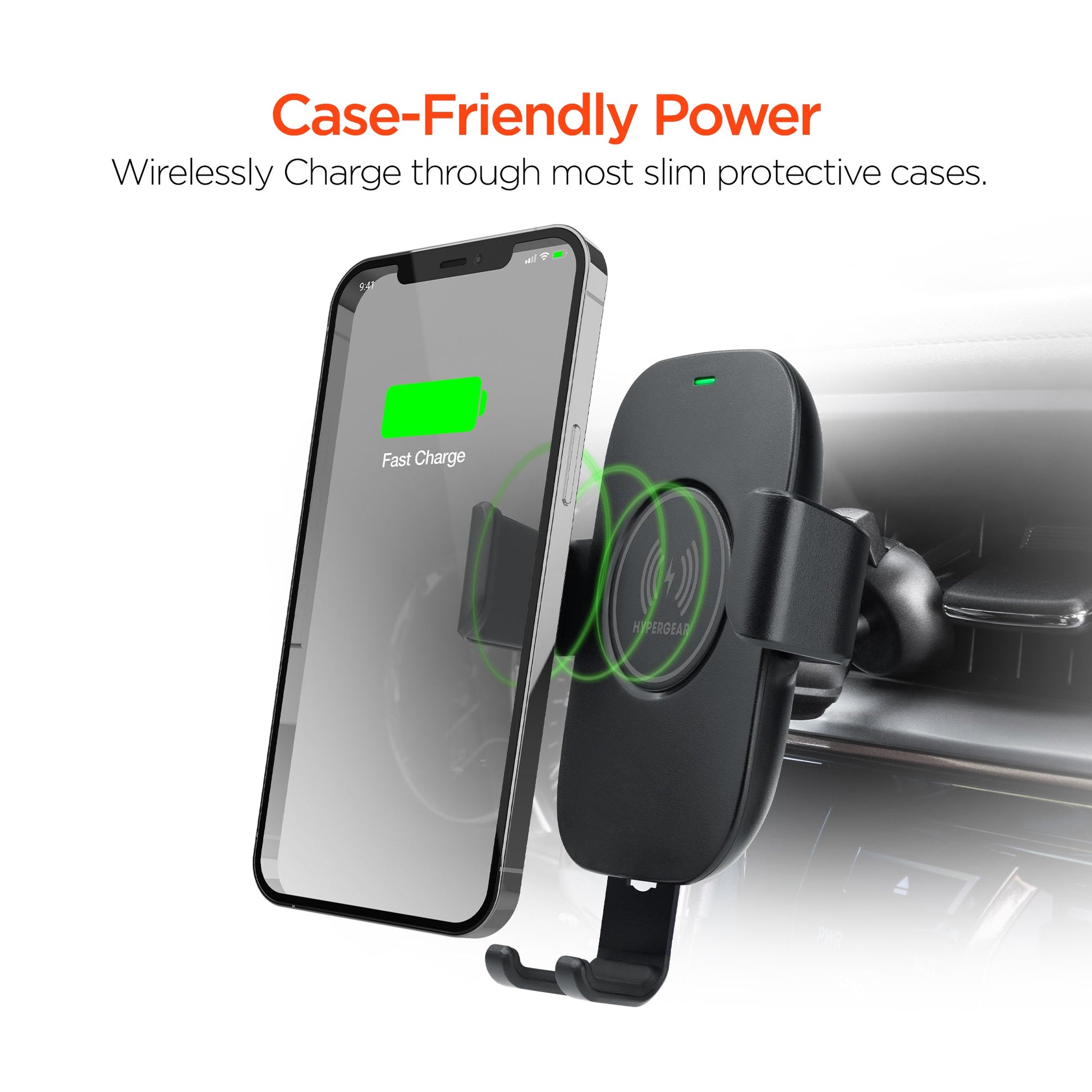 HyperGear Gravity 15W Wireless Fast Charge Mount Black (Vent, Dash, Windshield) - US Stores