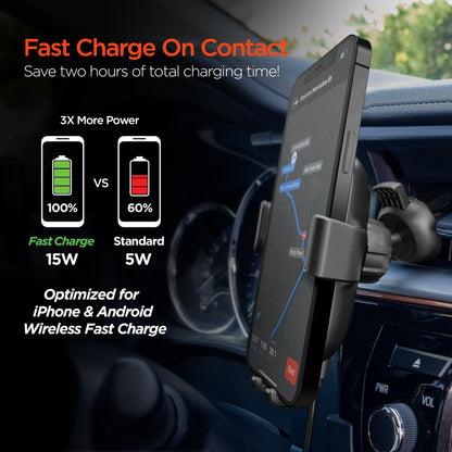 HyperGear Gravity 15W Wireless Fast Charge Mount Black (Vent, Dash, Windshield) - US Stores