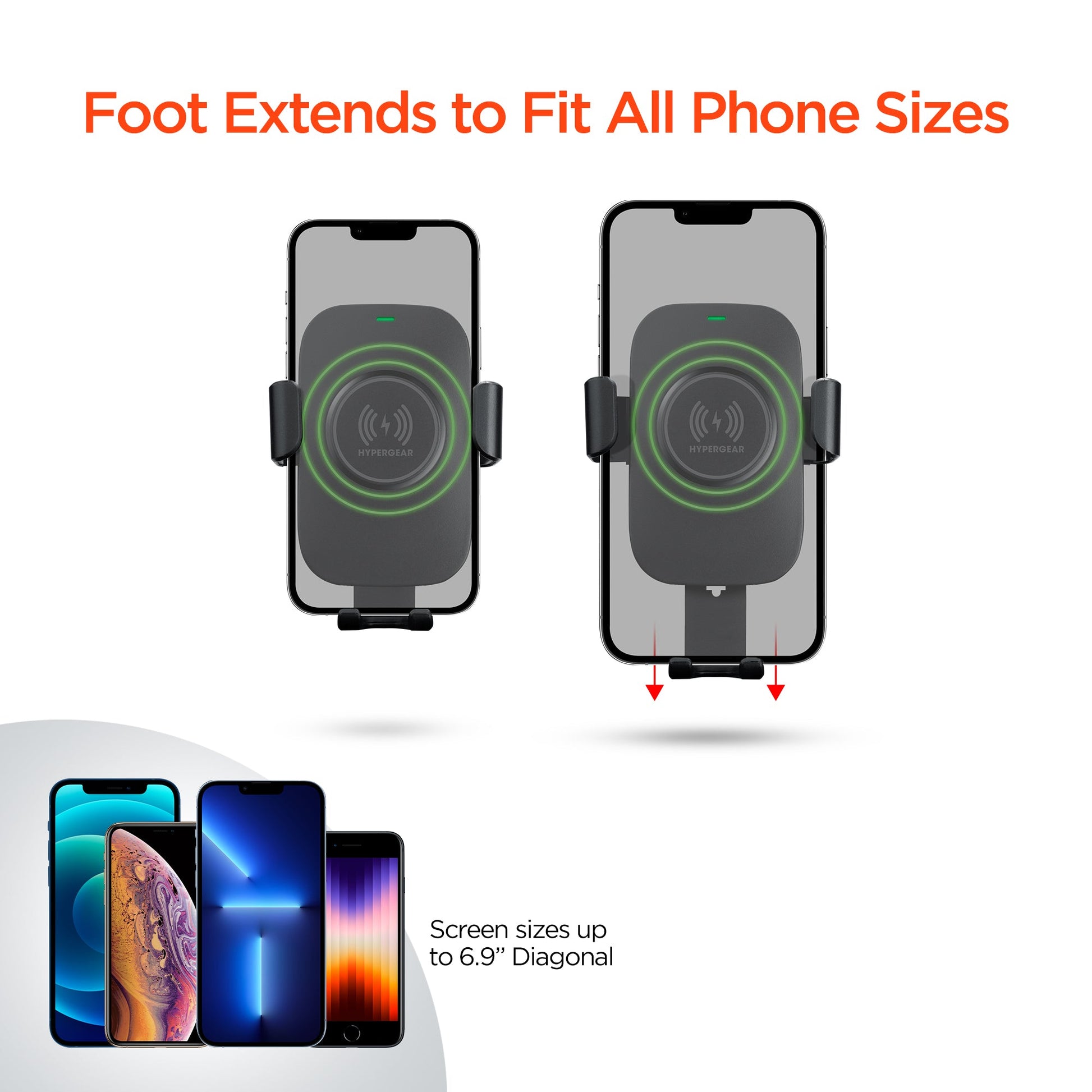 HyperGear Gravity 15W Wireless Fast Charge Mount Black (Vent, Dash, Windshield) - US Stores