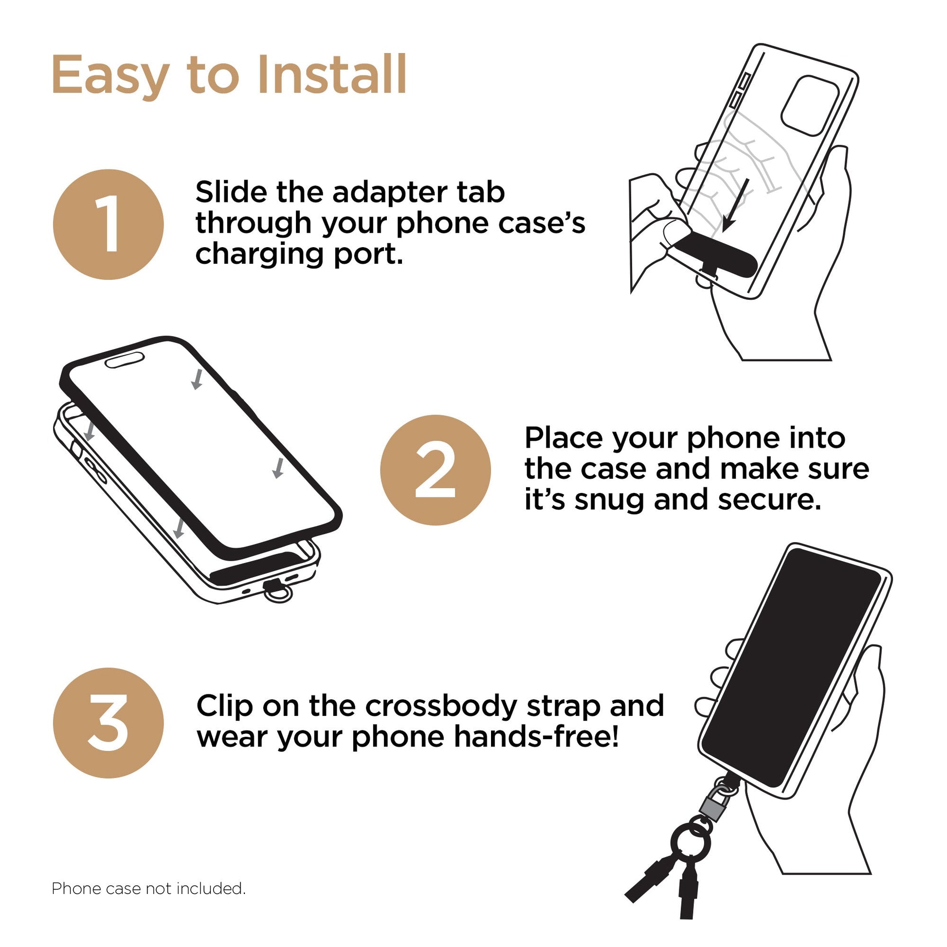HyperGear TECHcessories | 2 - in - 1 Universal Crossbody Phone Strap and Charging Cable | Black - US Stores