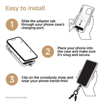 HyperGear TECHcessories | 2 - in - 1 Universal Crossbody Phone Strap and Charging Cable | Black - US Stores