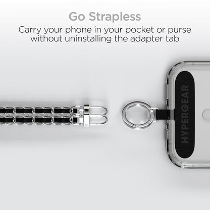 HyperGear TECHcessories | Universal Crossbody Phone Strap | Silver Chain with Black Vegan Leather - US Stores
