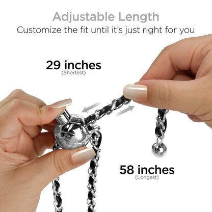 HyperGear TECHcessories | Universal Crossbody Phone Strap | Silver Chain with Black Vegan Leather - US Stores