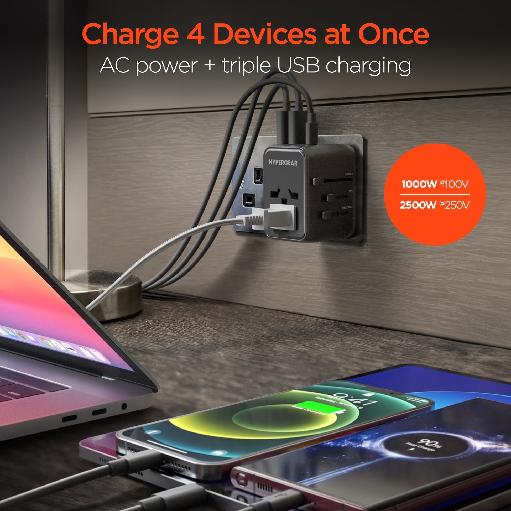 HyperGear WorldCharge Universal Travel Adapter with USB - C Blk - US Stores