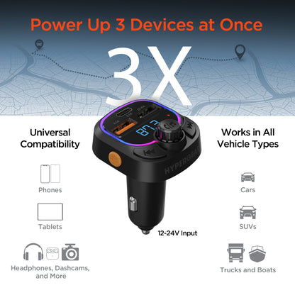 IntelliCast Road FM Transmitter Car Charger with 15W USB - C | Black - US Stores