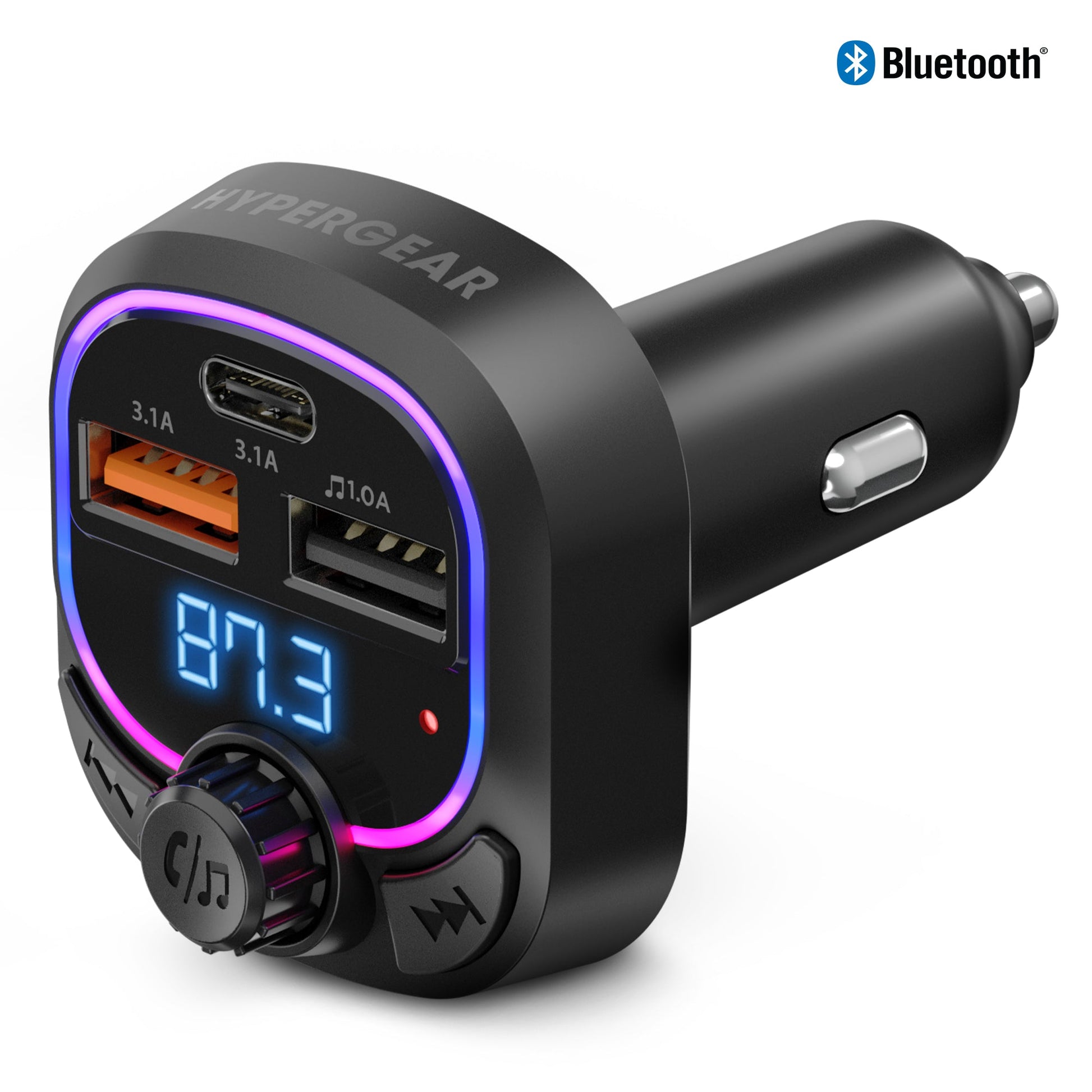 IntelliCast Road FM Transmitter Car Charger with 15W USB - C | Black - US Stores