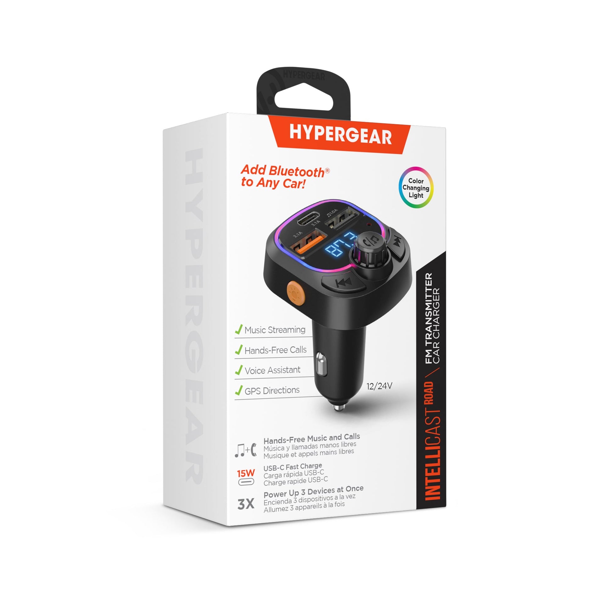IntelliCast Road FM Transmitter Car Charger with 15W USB - C | Black - US Stores