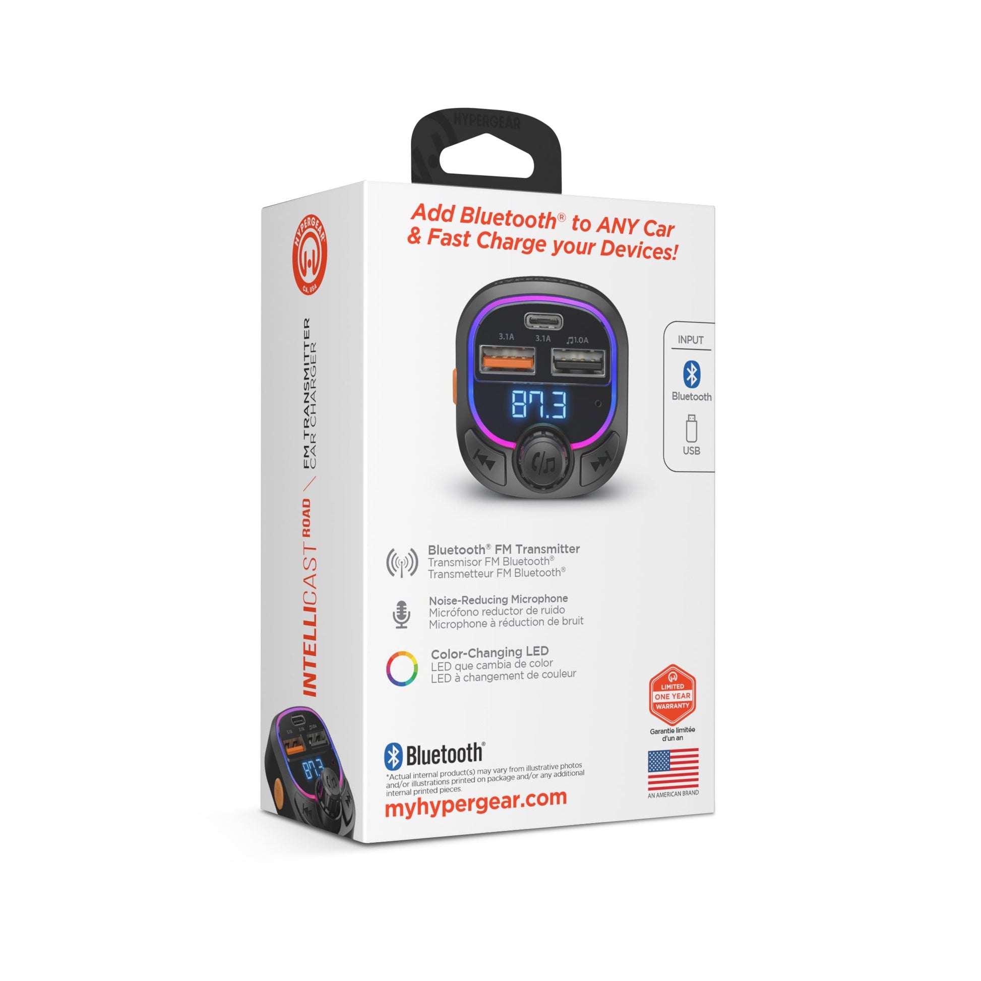 IntelliCast Road FM Transmitter Car Charger with 15W USB - C | Black - US Stores