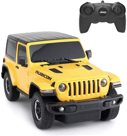 AZ Trading & Import 1:24 Scale RC Jeep Wrangler Toy Vehicle For Kids And Adults (Yellow)