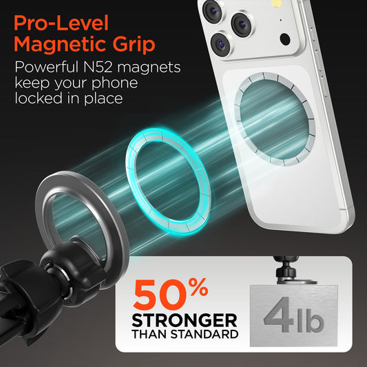 Mag Grip Pro Magnetic Phone Mount | Vent | Silver - US Stores