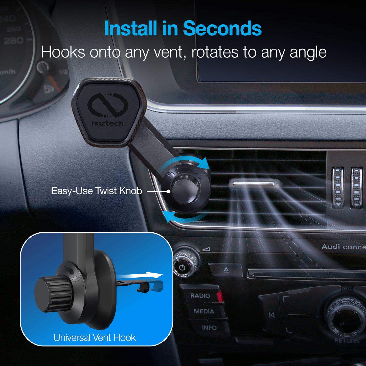 MagBuddy Elite Series Magnetic Phone Mount | Vent 360° | Black - US Stores