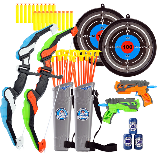 AZ Trading & Import Archery Playset Bow And Suction Arrows Bundle With Toy Guns