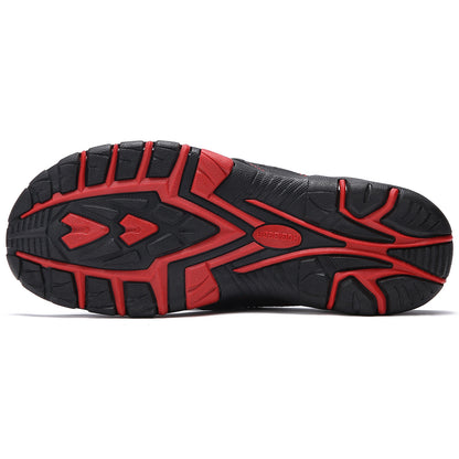 AZ Trading and Import Mens Thong Sandals Indoor and Outdoor Beach Flip Flop Black/Red (Size 9)