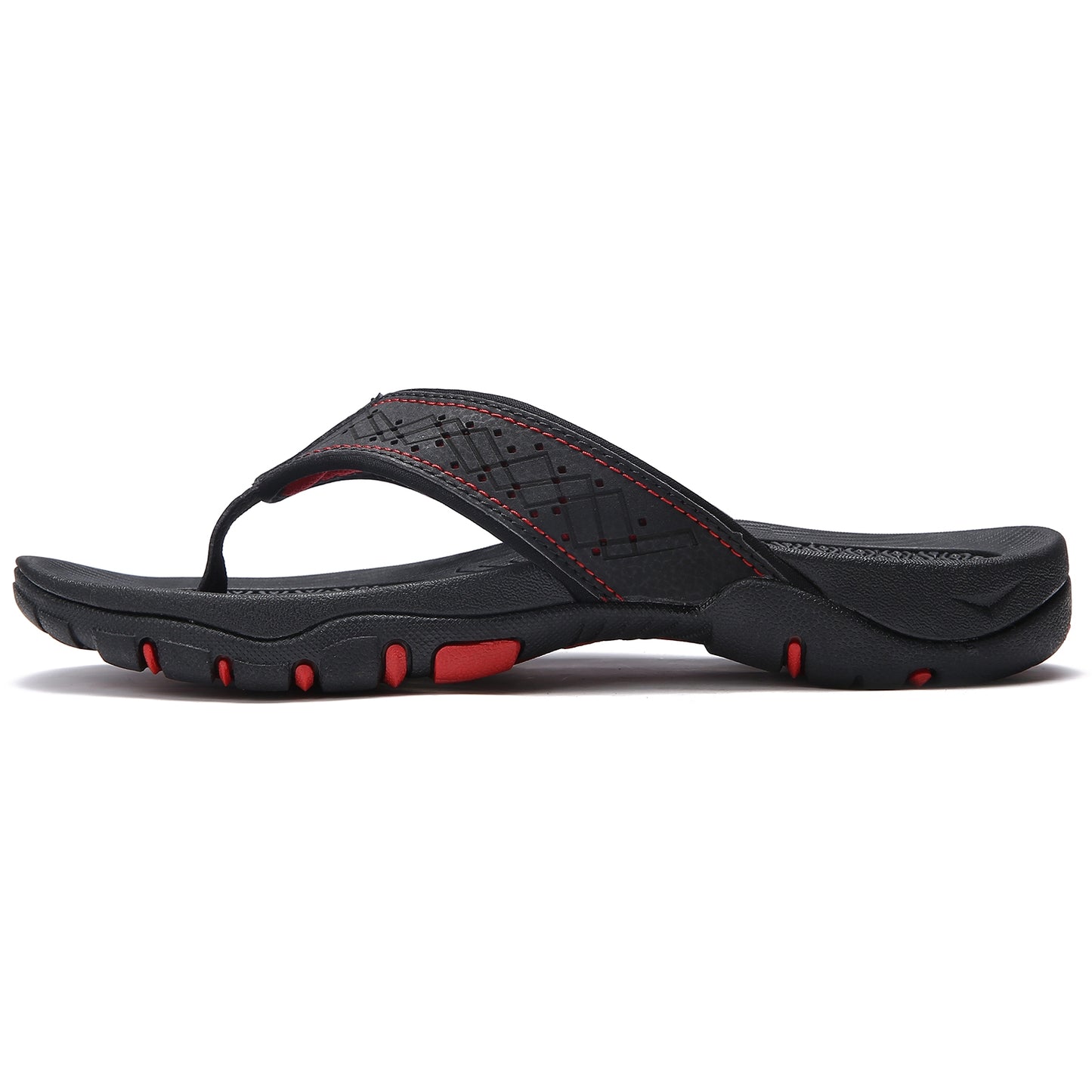 AZ Trading and Import Mens Thong Sandals Indoor and Outdoor Beach Flip Flop Black/Red (Size 9)