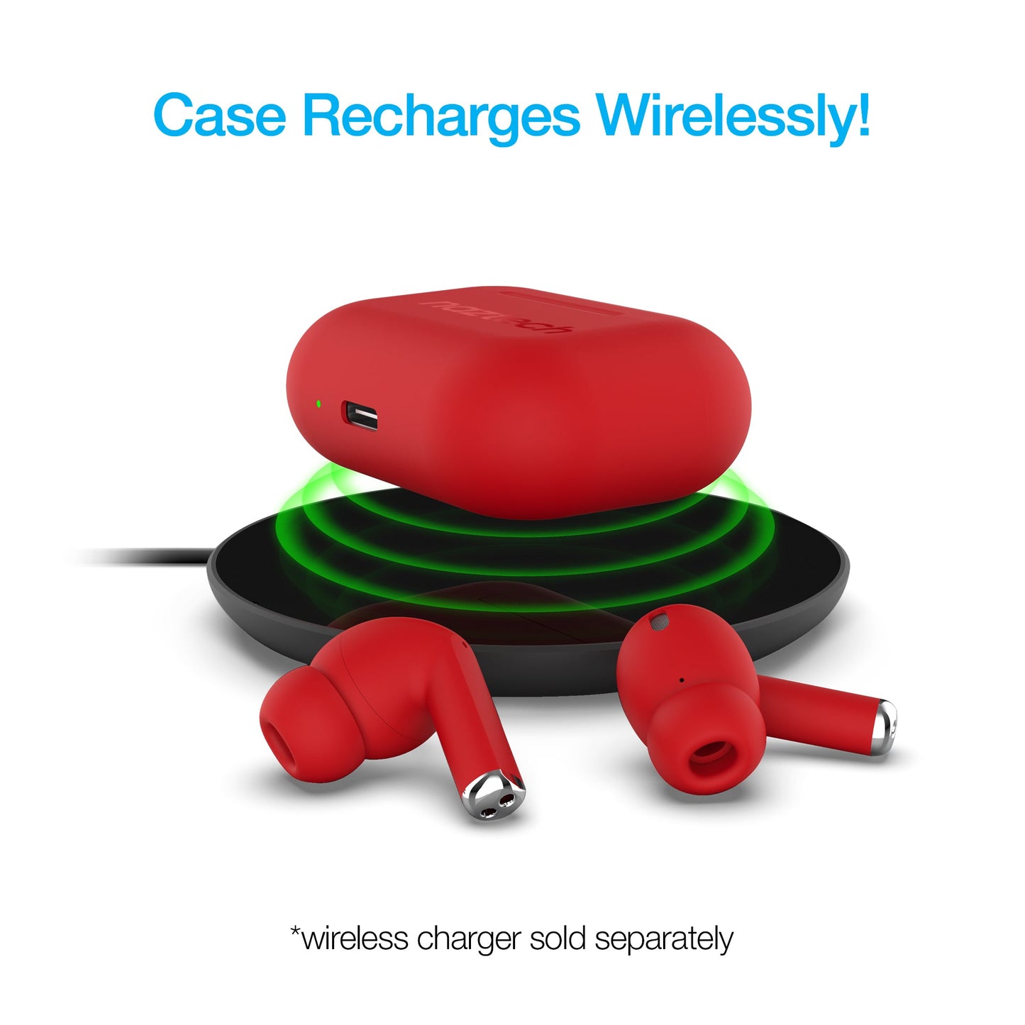 Naztech Xpods PRO TWS with Wireless Charging Case Red - US Stores