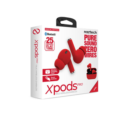 Naztech Xpods PRO TWS with Wireless Charging Case Red - US Stores