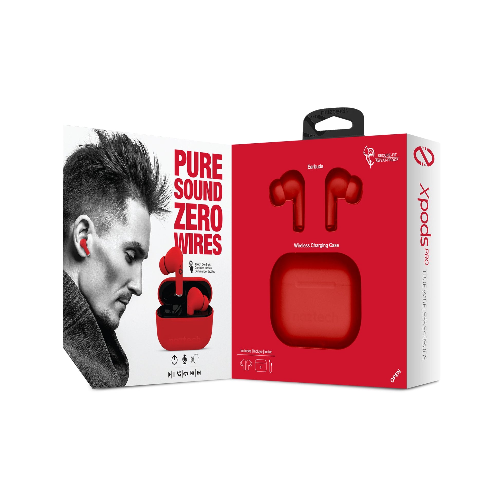 Naztech Xpods PRO TWS with Wireless Charging Case Red - US Stores