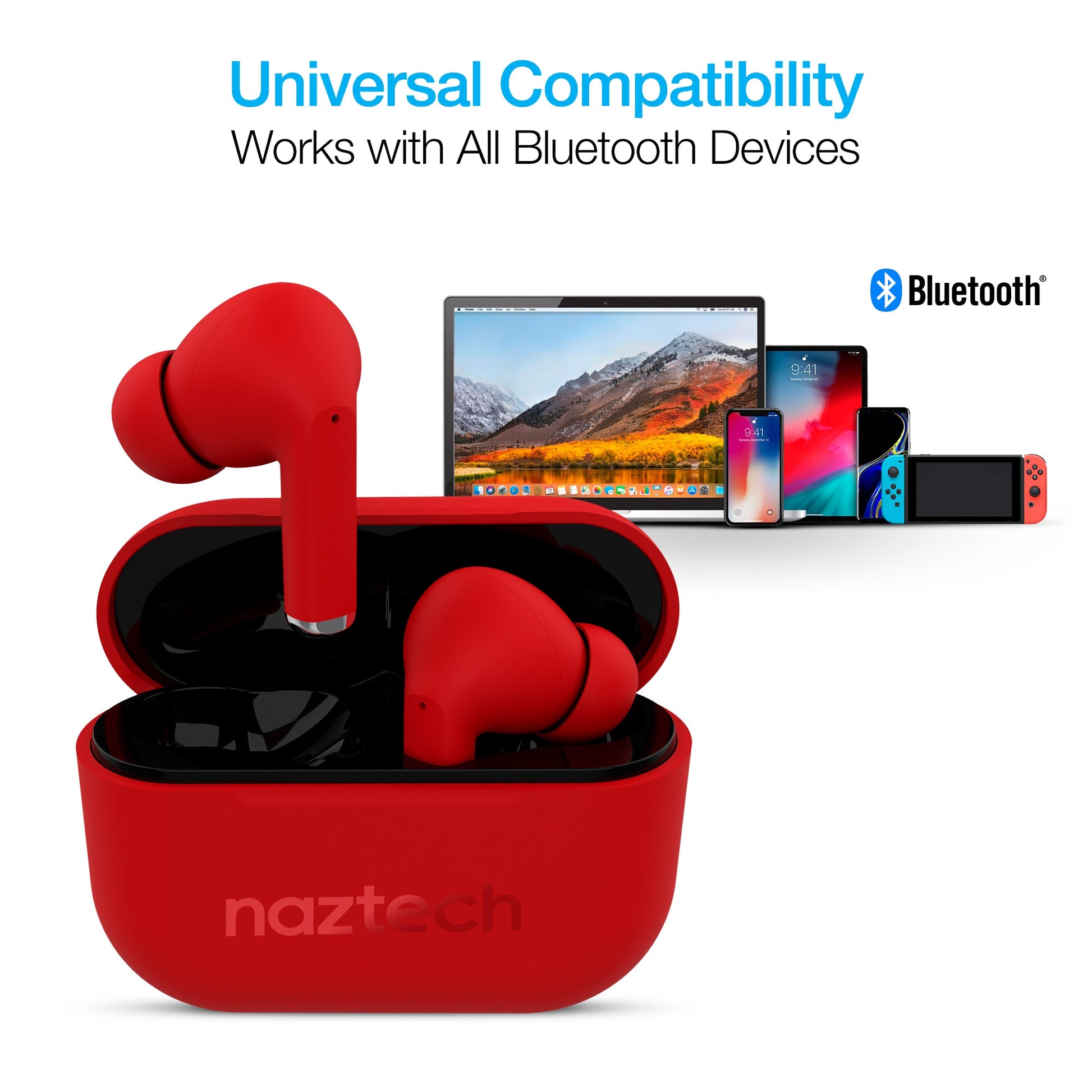 Naztech Xpods PRO TWS with Wireless Charging Case Red - US Stores