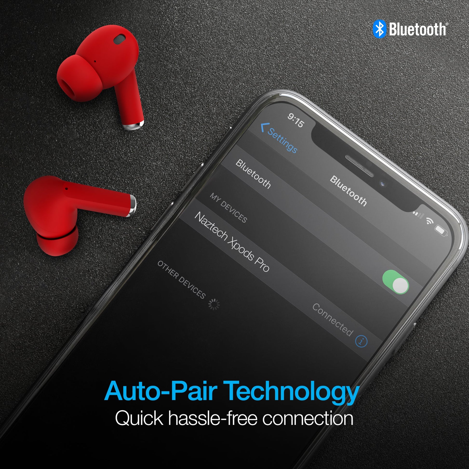 Naztech Xpods PRO TWS with Wireless Charging Case Red - US Stores