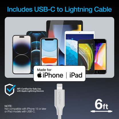 Nexus M30 30W USB-C PD GaN Super-Fast Wall Charger with PPS | 6ft MFi Lightning Cable | White - US Stores