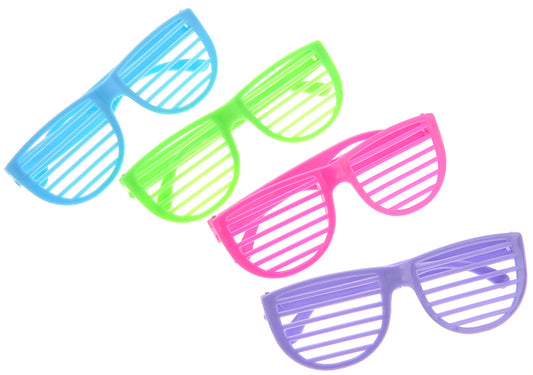 AZ Trading & Import Plastic Shutter Shades Glasses (12Pairs/PK, Purple,Blue,Green, And Pink)