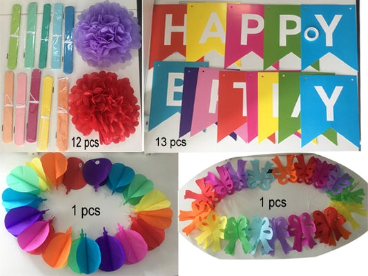 AZ Trading & Import Happy Birthday Party Rainbow Color Paper Decorations