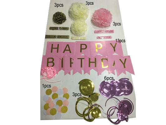 AZ Trading & Import Happy Birthday Party Pink and Gold Color Paper Decorations