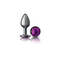 Cheeky Charms-Gunmetal Metal Butt Plug- Round-Deep Purple-Small VB-CC9123