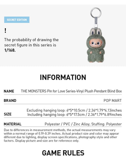 Pop Mart Labubu Pin for Love Series Blind Box (A-M) Yellow - US Stores
