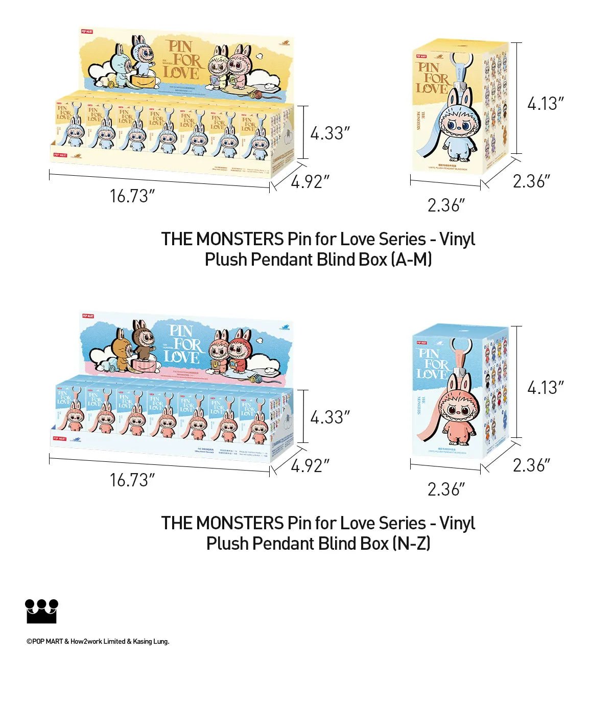 Pop Mart Labubu Pin for Love Series Blind Box (A-M) Yellow - US Stores