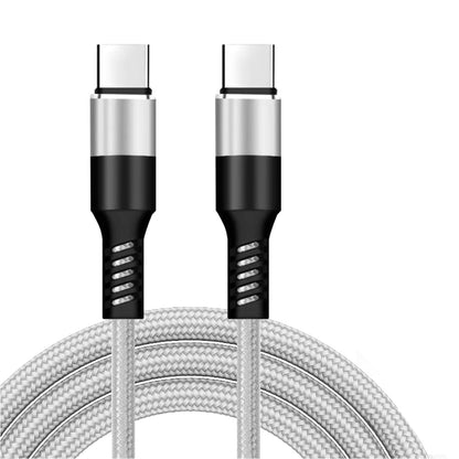 10 ft USB-C to USB-C Braided Fast Charging Cable – Silver - US Stores